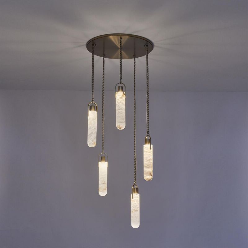 Alabaster Flint Additions Multi Light Pendant, Round Chandelier For staircase, Hallway Pendant for living room,Pendant for kitchen,Pendant for bathrooms,Pendant for bedrooms,Pendant for foyer,Pendant for stairways,Pendant for dining room Riviko