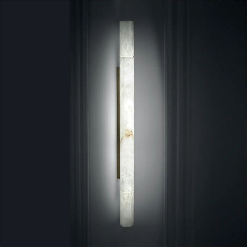 Riviko Alabaster Aura Round Wall Sconce - Background Shot