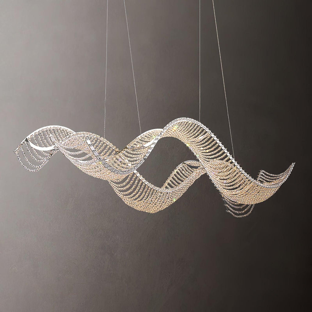 Modern Wavy Crystal Chandelier for Dining Room/Kitchen Island