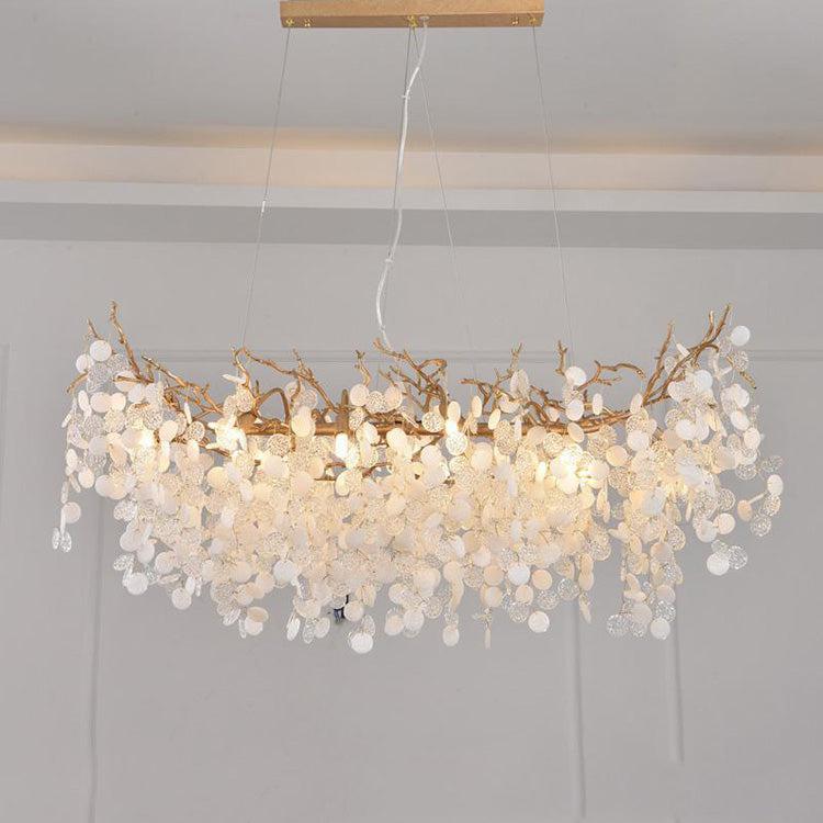 Riviko Veridian Bloom Brass Branch Chandelier - grand American estate foyer