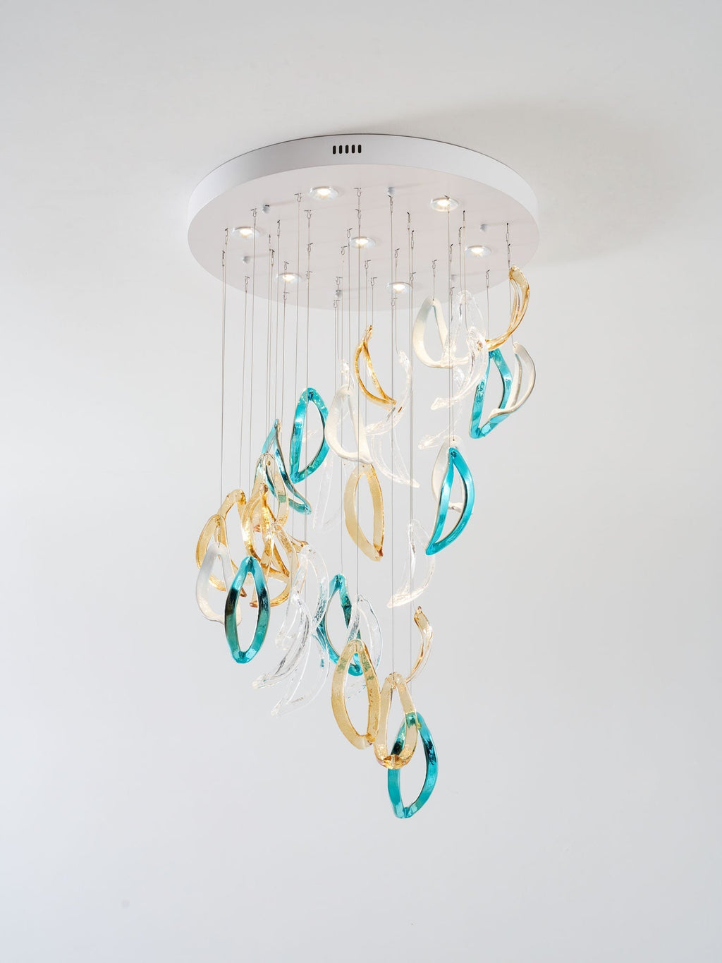 Galaxy Aqua Ripple Glass Meteor Shower Crystal Spiral Chandelier