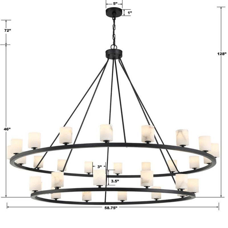 Agron 30 Light Alabaster Chandelier - Riviko