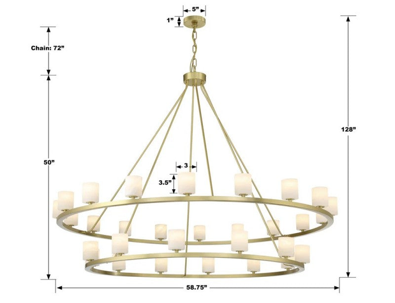 Agron 30 Light Alabaster Chandelier - Riviko