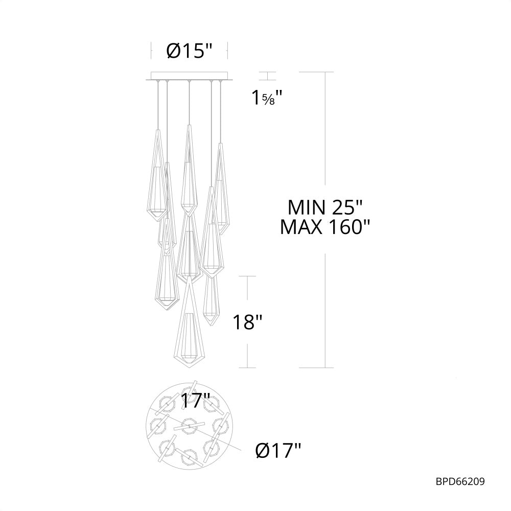 Riviko Radiant Bloom Round Chandelier 9 Light - Background Shot