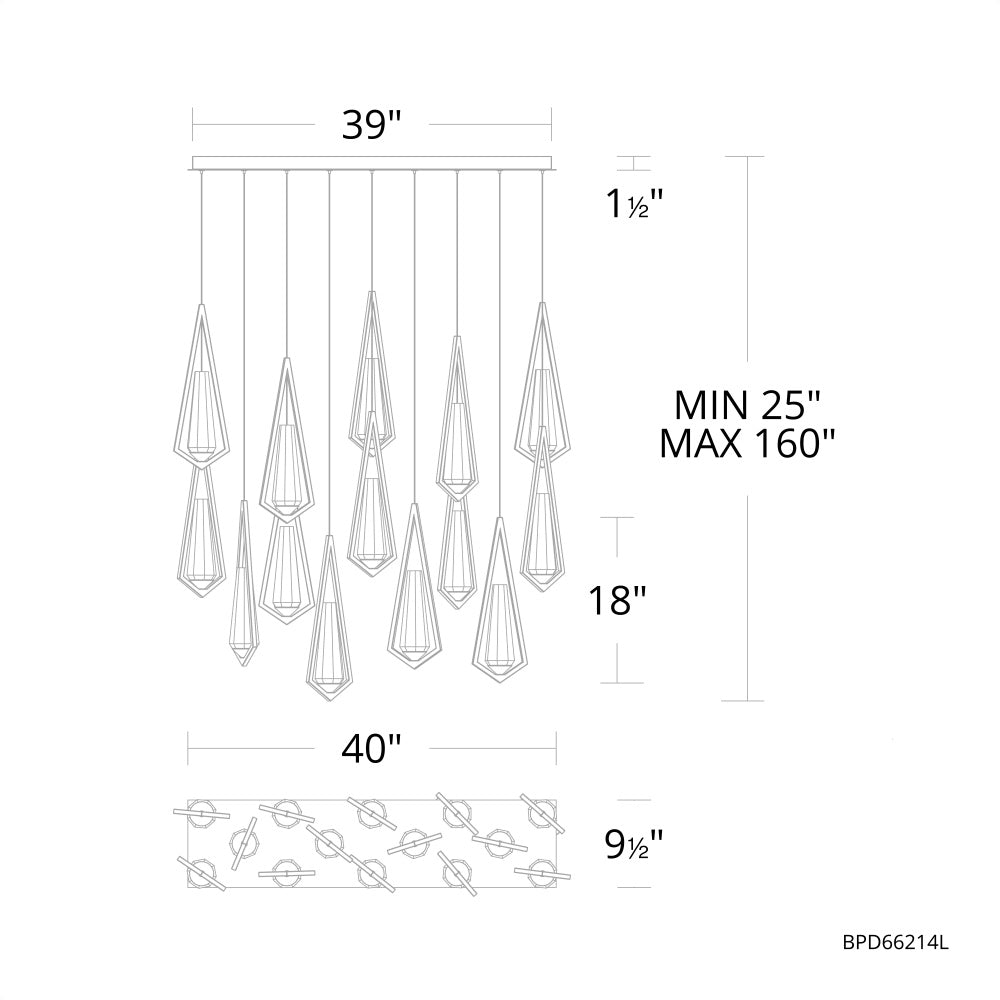 Riviko Radiant Dust Linear Chandelier 14-Light - Background Shot