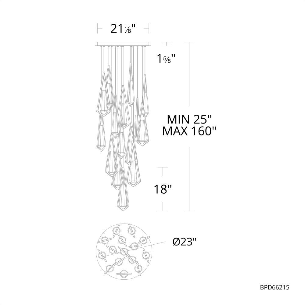 Riviko Radiant Cascade Round Chandelier 14 Light - Background Shot