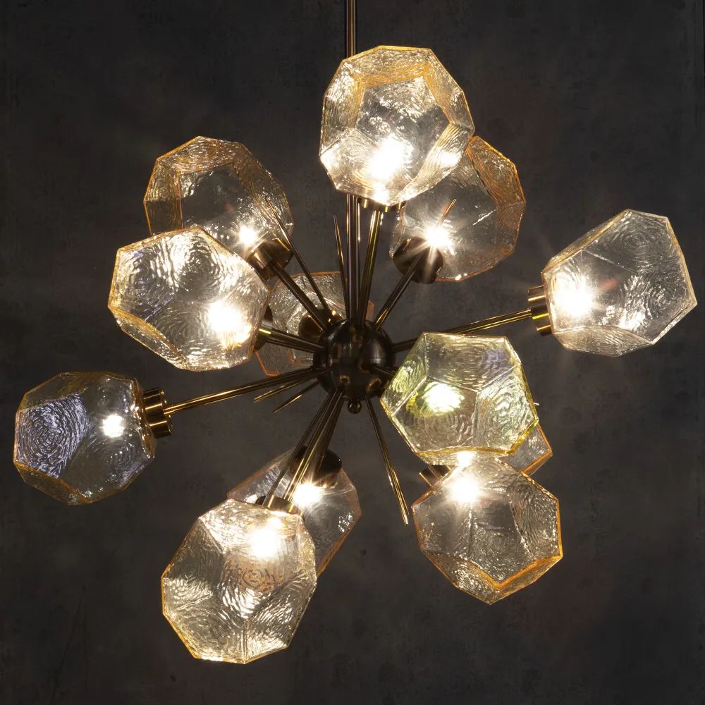 Riviko Radiant Orb Brass Crystal Chandelier - Background Shot