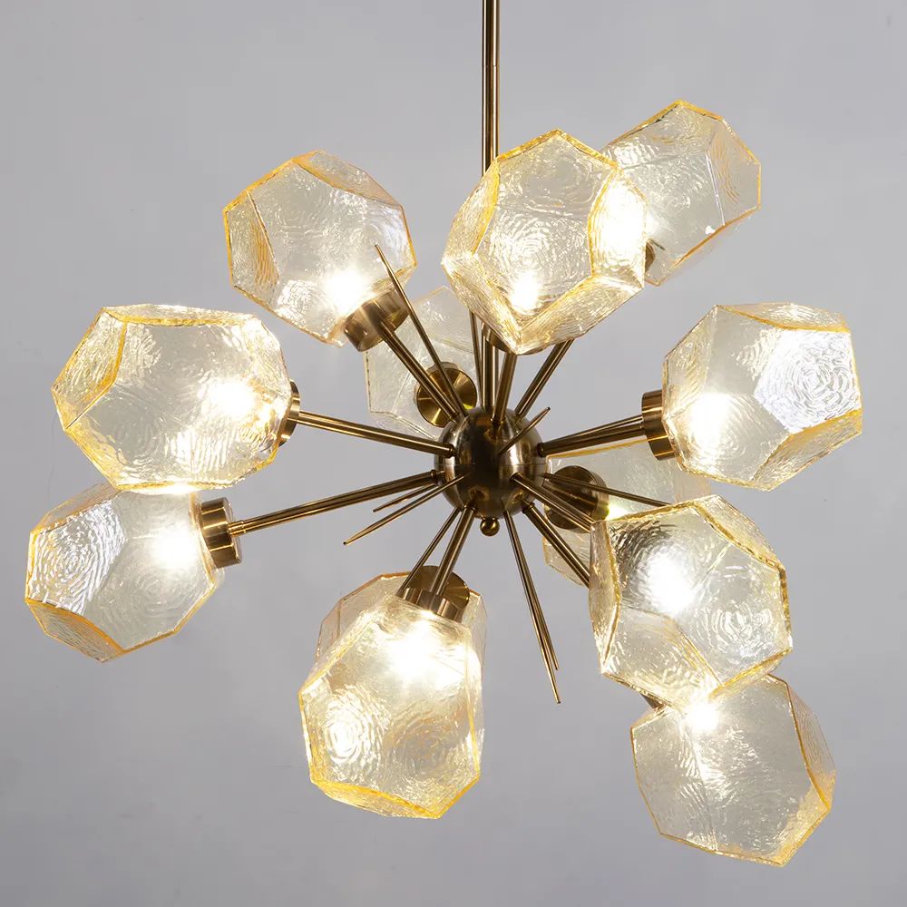 Riviko Radiant Orb Brass Crystal Chandelier - Background Shot