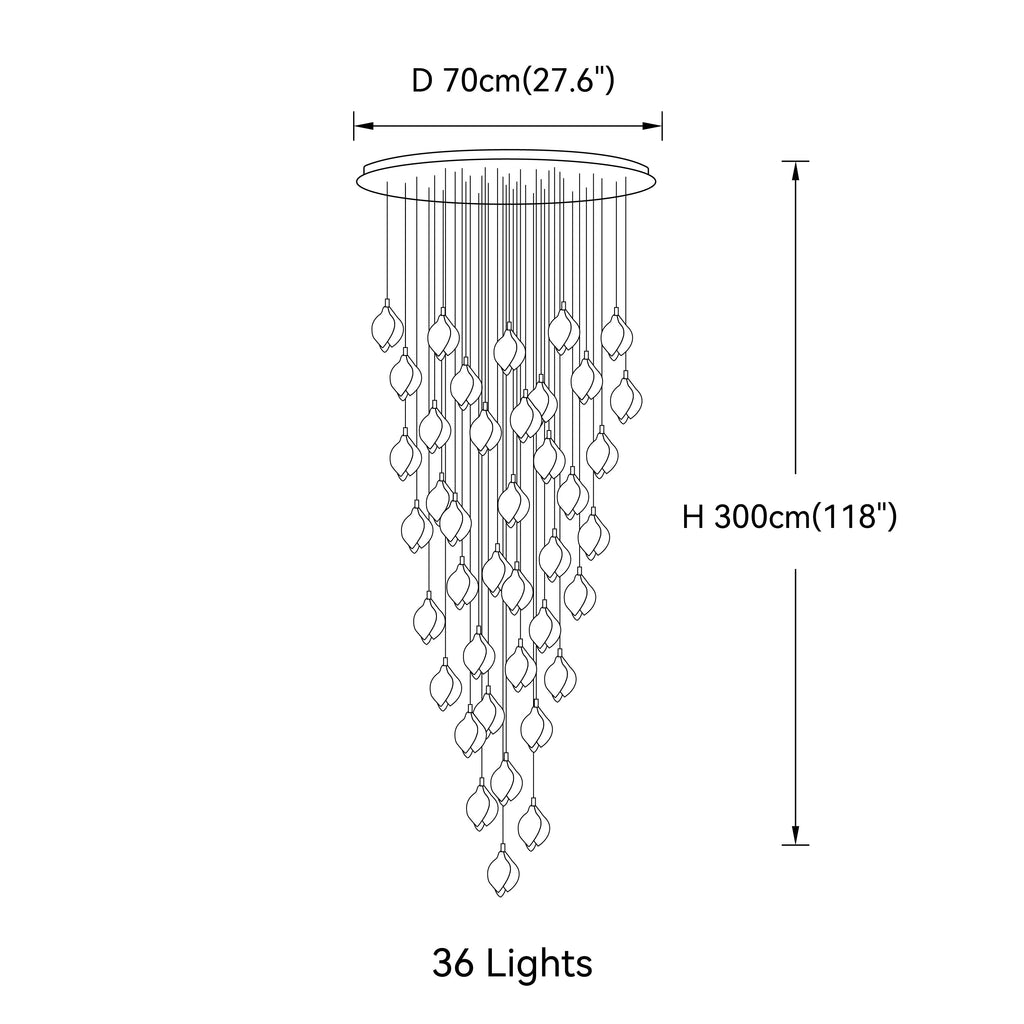 Riviko Porcelain Petal Cascade Pendant Light - Background Shot