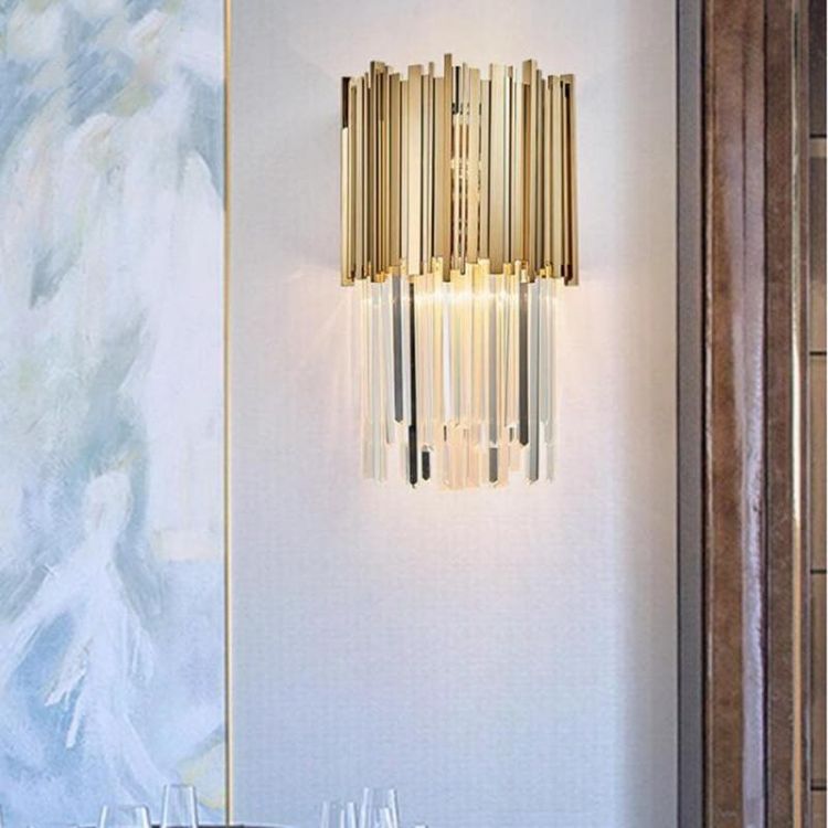 Riviko Gilded Radiance Crystal Wall Sconce - formal American dining room