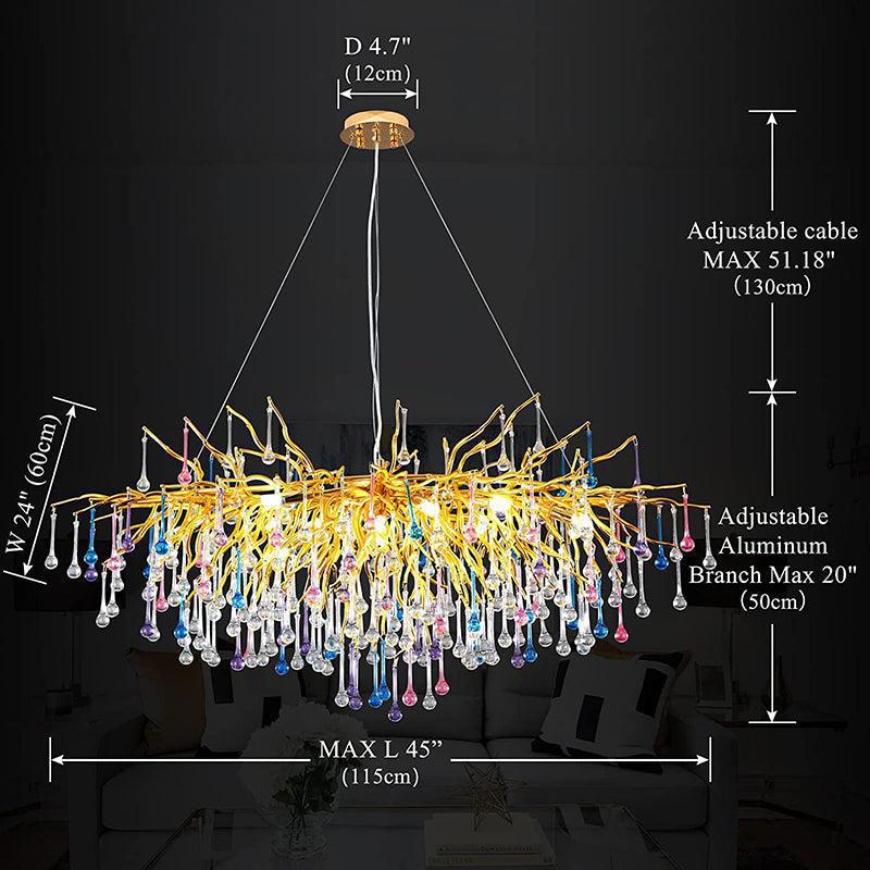 Riviko Verdant Cascade Branch Chandelier 45"L - Background Shot