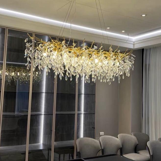 French Branch Elegant Crystal Leaves Chandelier - Riviko