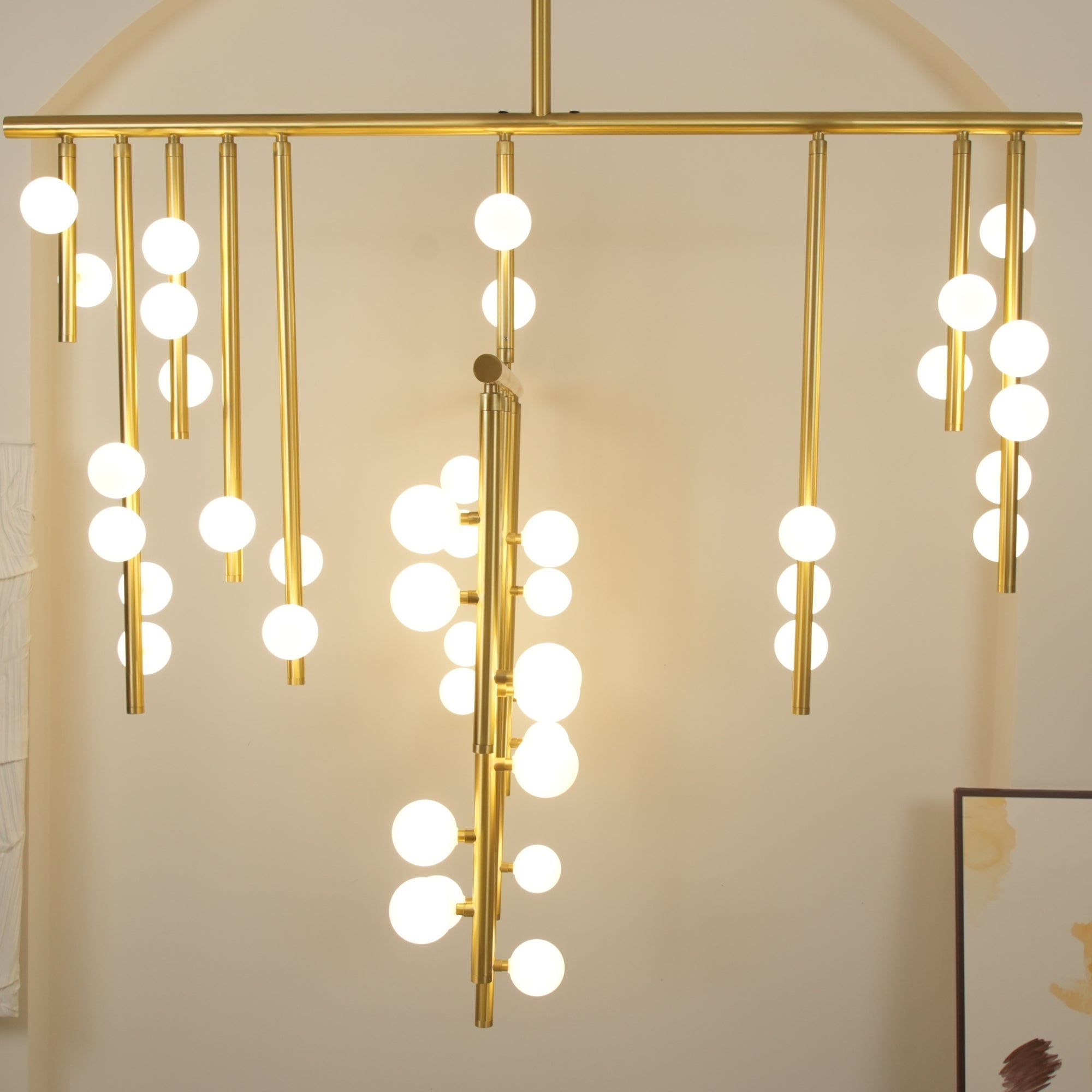 Soren Brass Glass Drop Chandelier