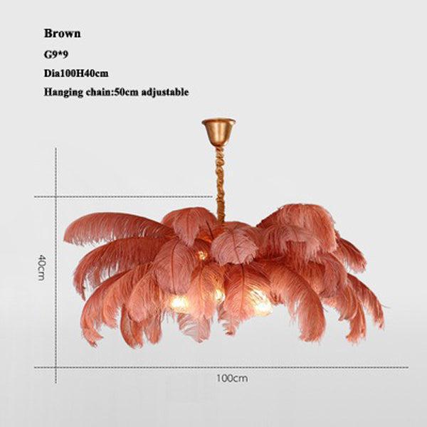 Riviko Veridian Plume Brass Feather Chandelier - Background Shot