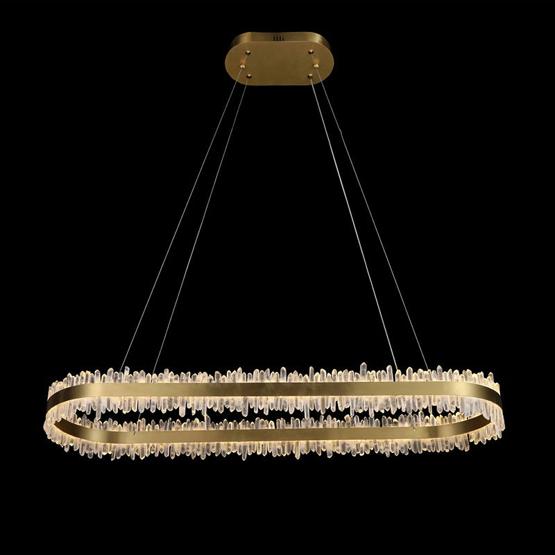 Riviko LG Modern Quartz Crystal Oval Chandelier - Background Shot