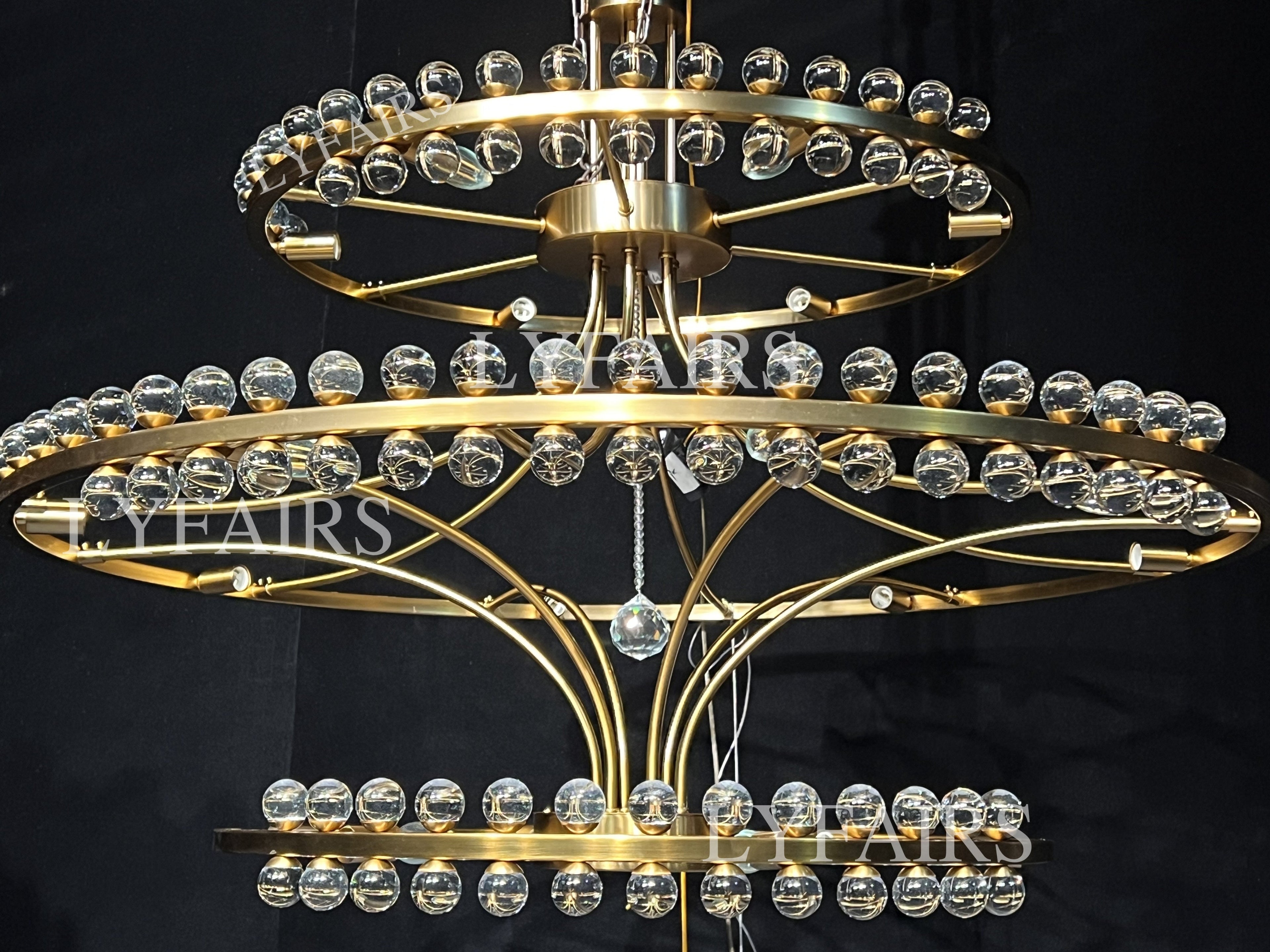 Modern 2/3 Ring Glass Ball Chandelier for Low-ceiling