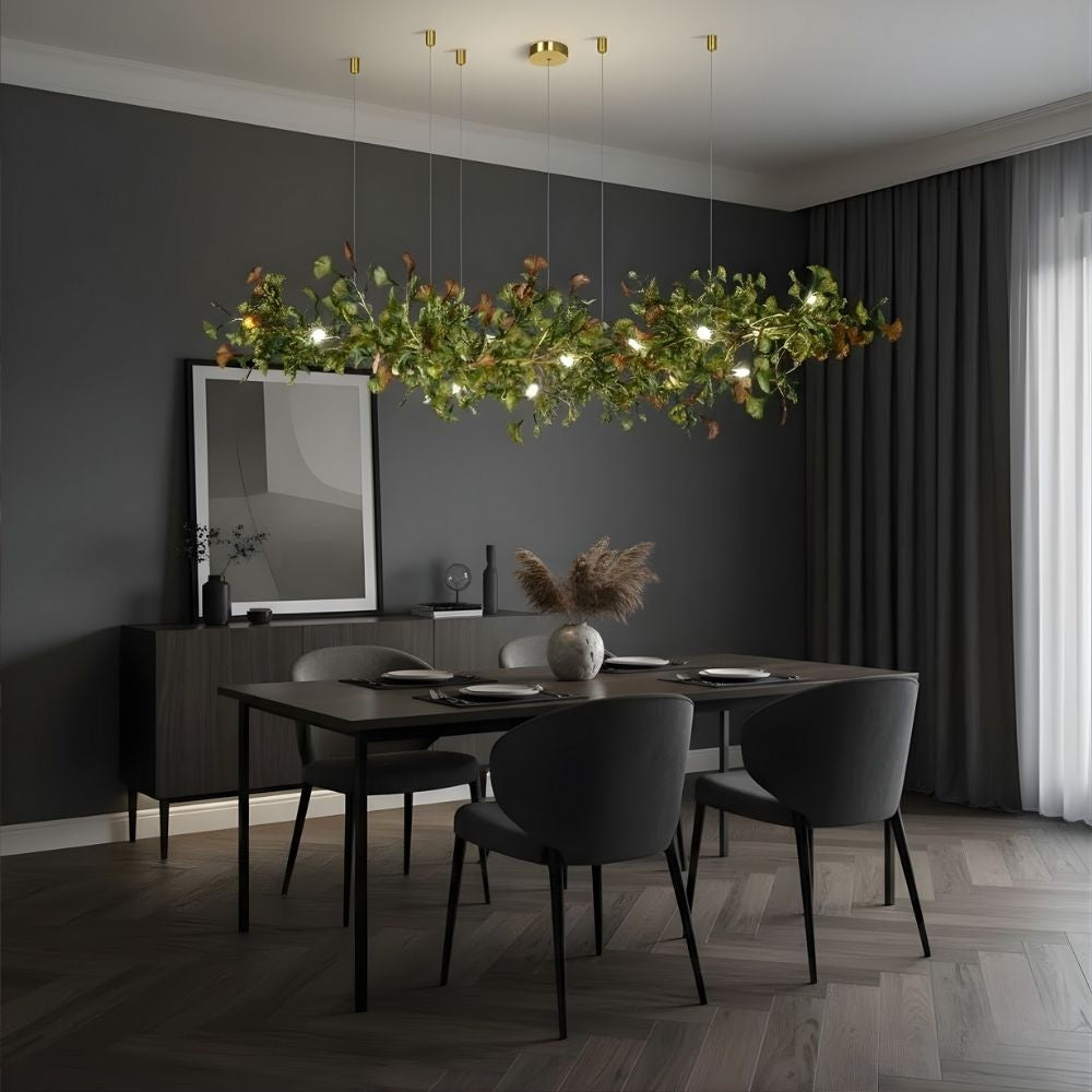 Ginkgo Glass Leaf Linear Chandelier