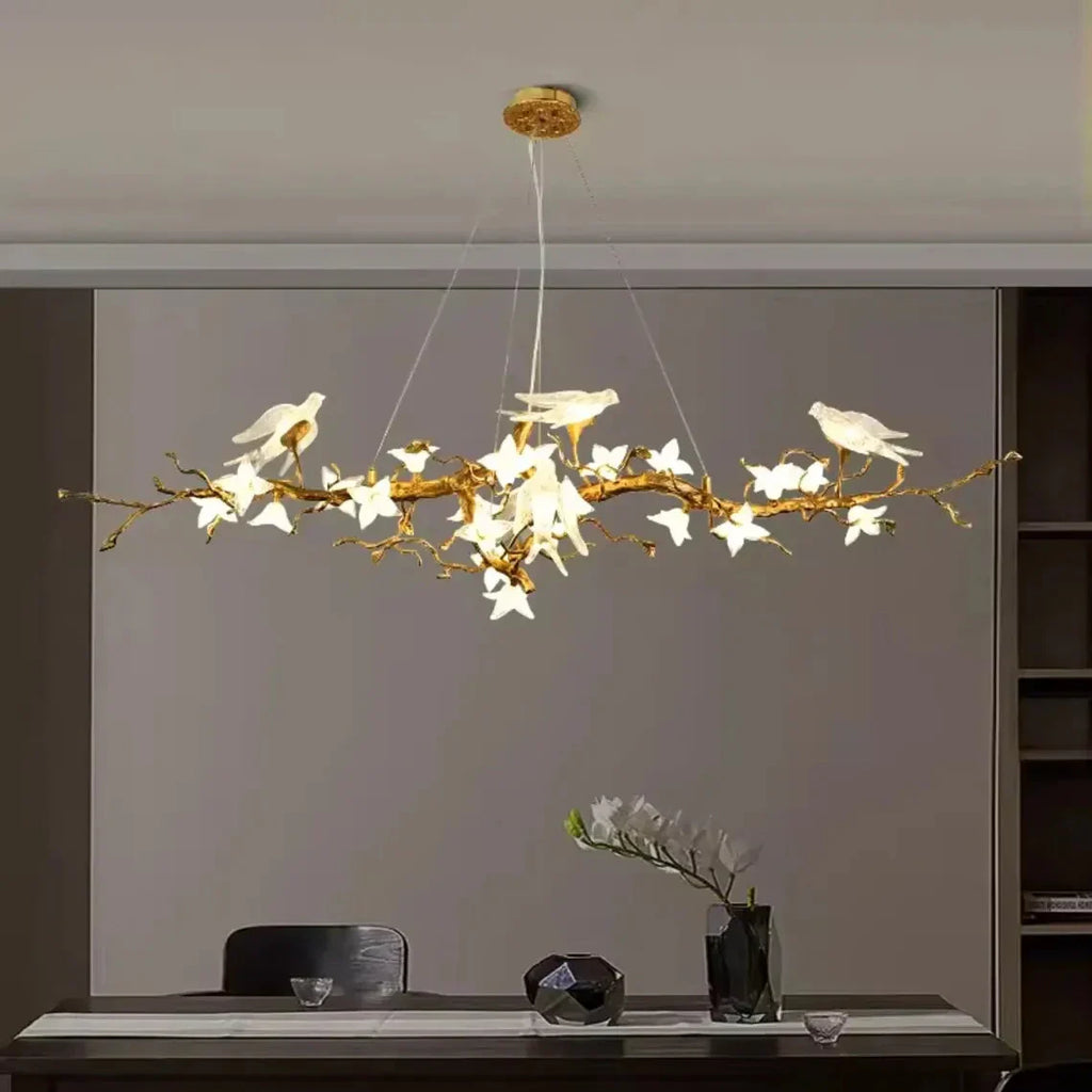 Crissy Branch Brass Bird Branch Linear Chandelier