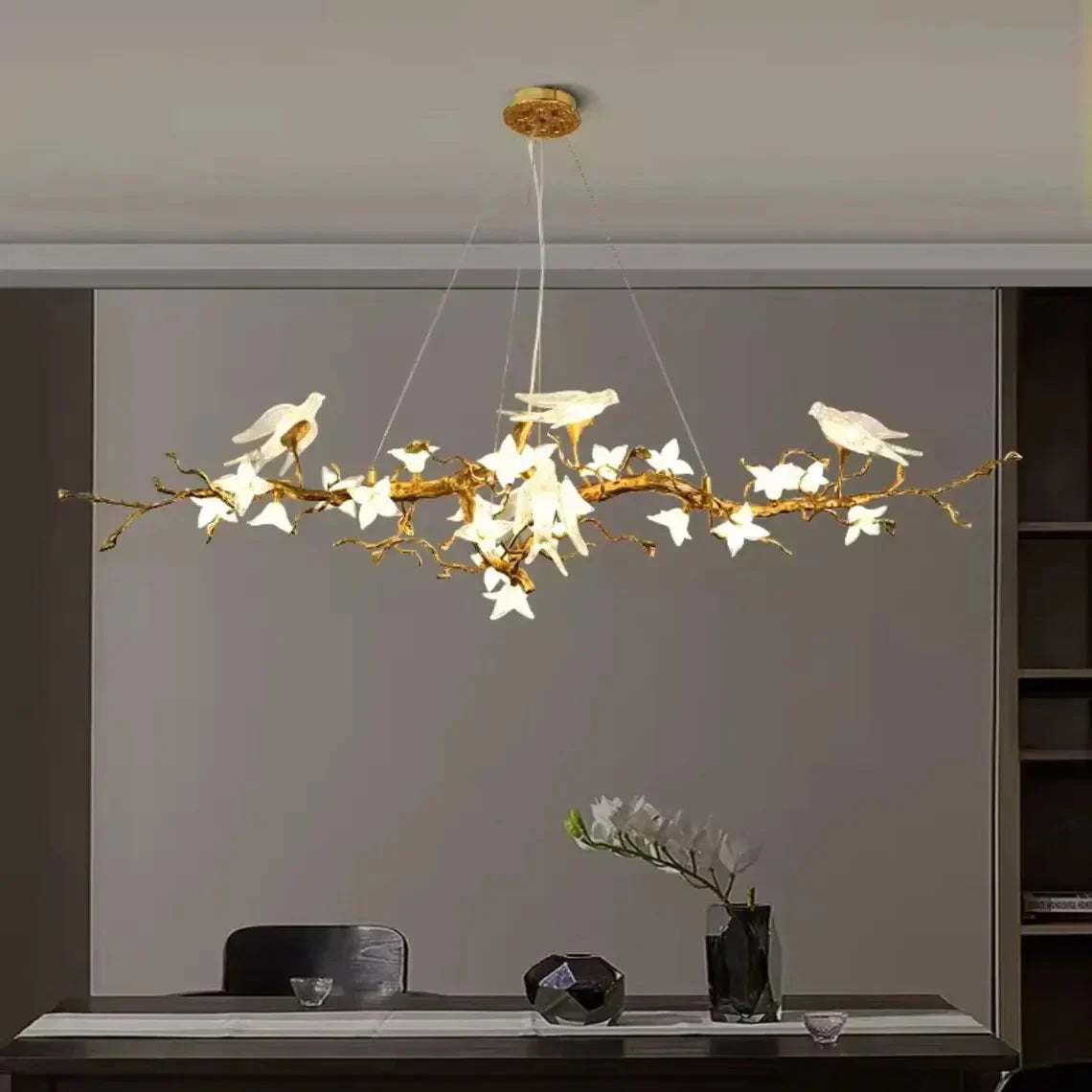 Crissy Branch Brass Bird Branch Linear Chandelier
