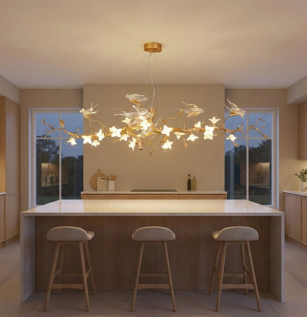 Crissy Branch Brass Bird Branch Linear Chandelier