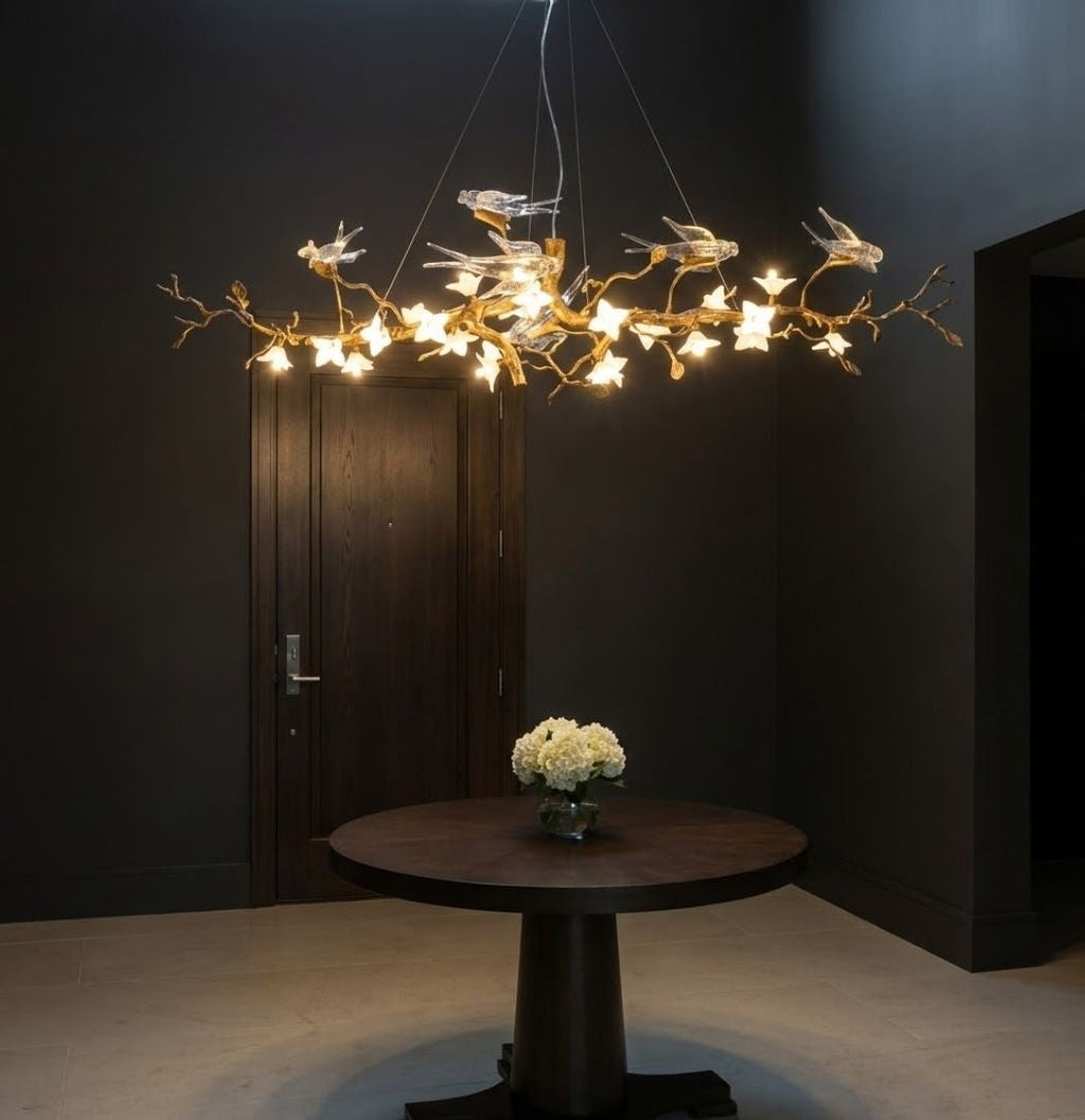 Crissy Branch Brass Bird Branch Linear Chandelier