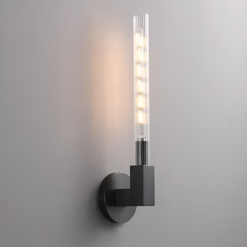 Riviko Prismatic Candlestick Brass Glass Wall Sconce - Background Shot