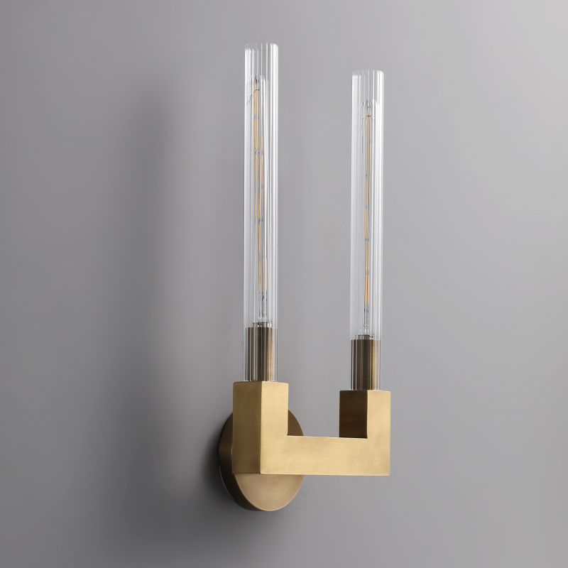 Riviko Prismatic Candlestick Brass Glass Wall Sconce - Background Shot