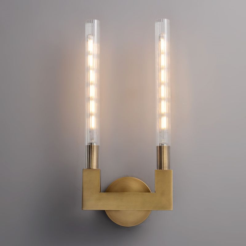 Riviko Prismatic Candlestick Brass Glass Wall Sconce - Background Shot