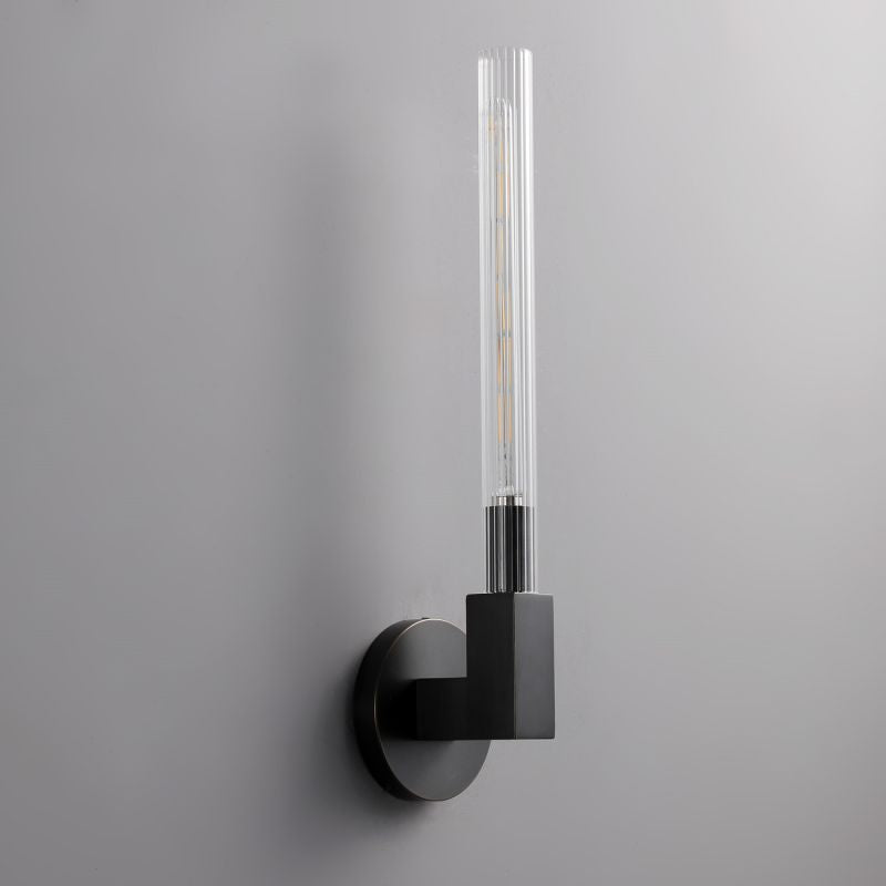 Riviko Prismatic Candlestick Brass Glass Wall Sconce - Background Shot