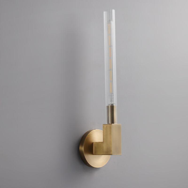 Riviko Prismatic Candlestick Brass Glass Wall Sconce - Background Shot