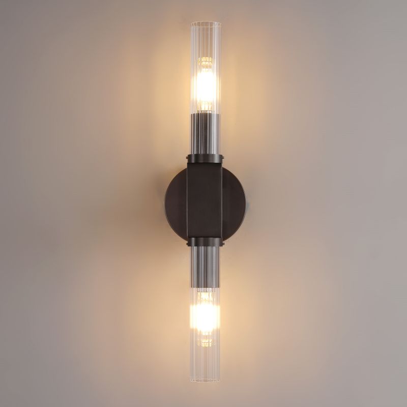 Riviko Prismatic Candlestick Brass Glass Wall Sconce - Background Shot