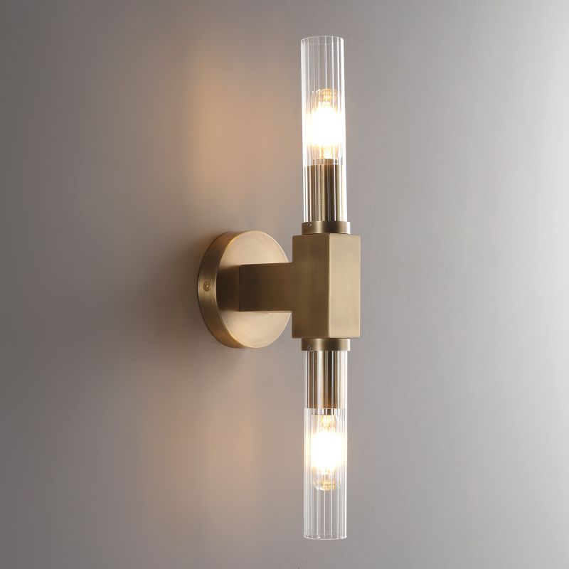 Riviko Prismatic Candlestick Brass Glass Wall Sconce - Background Shot