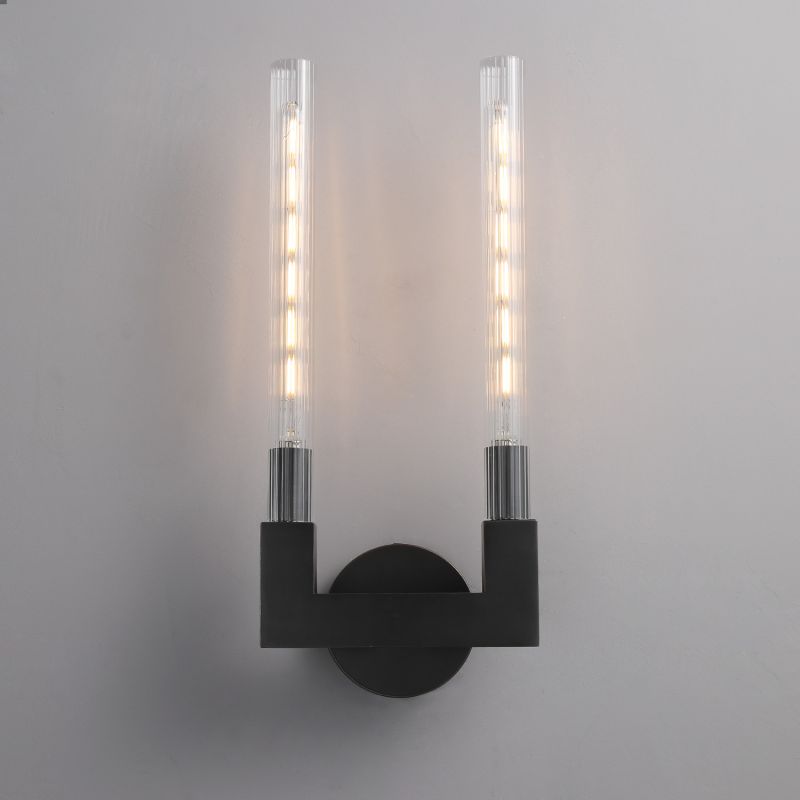 Riviko Prismatic Candlestick Brass Glass Wall Sconce - Background Shot