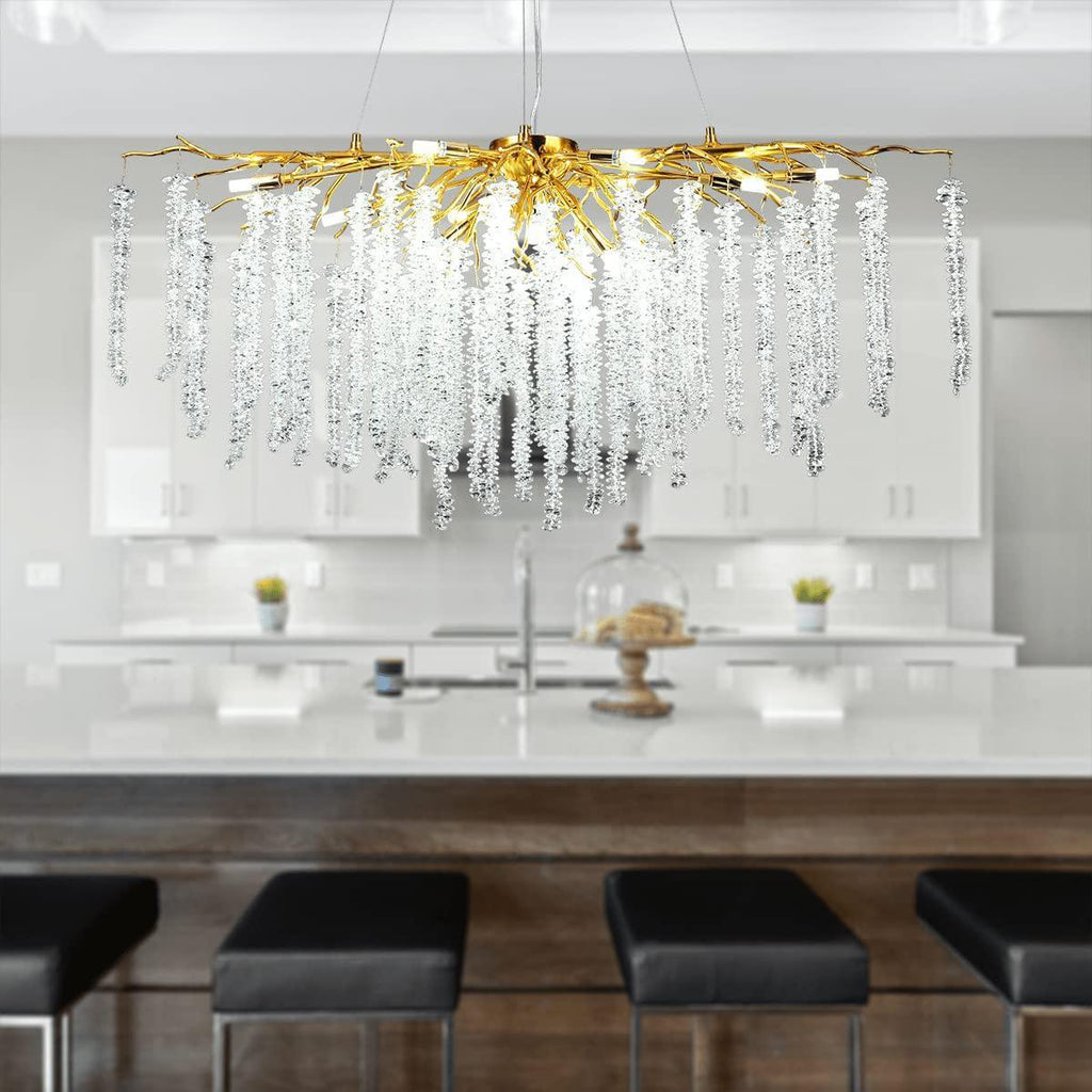 Riviko Verdant Opulence Rectangle Branch Chandelier Gold - formal American dining room