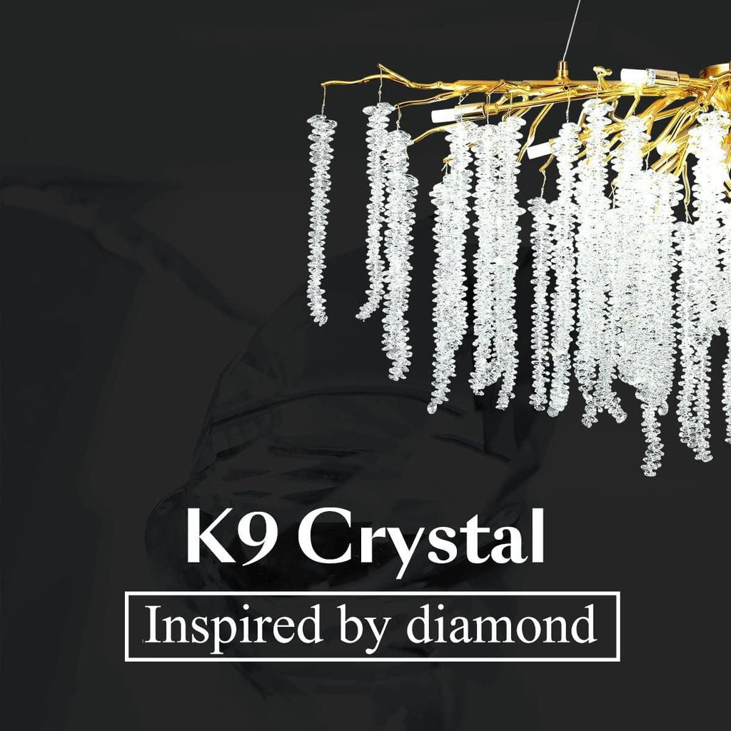 Riviko Verdant Opulence Rectangle Branch Chandelier Gold - Background Shot