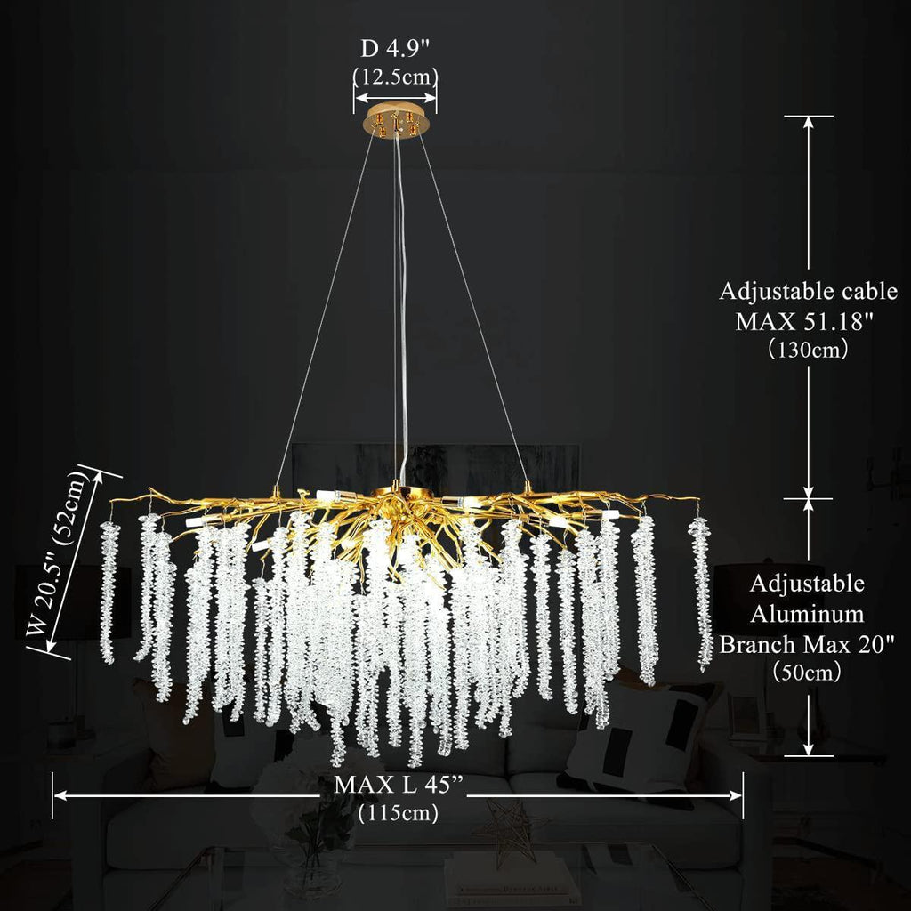 Riviko Verdant Opulence Rectangle Branch Chandelier Gold - Background Shot