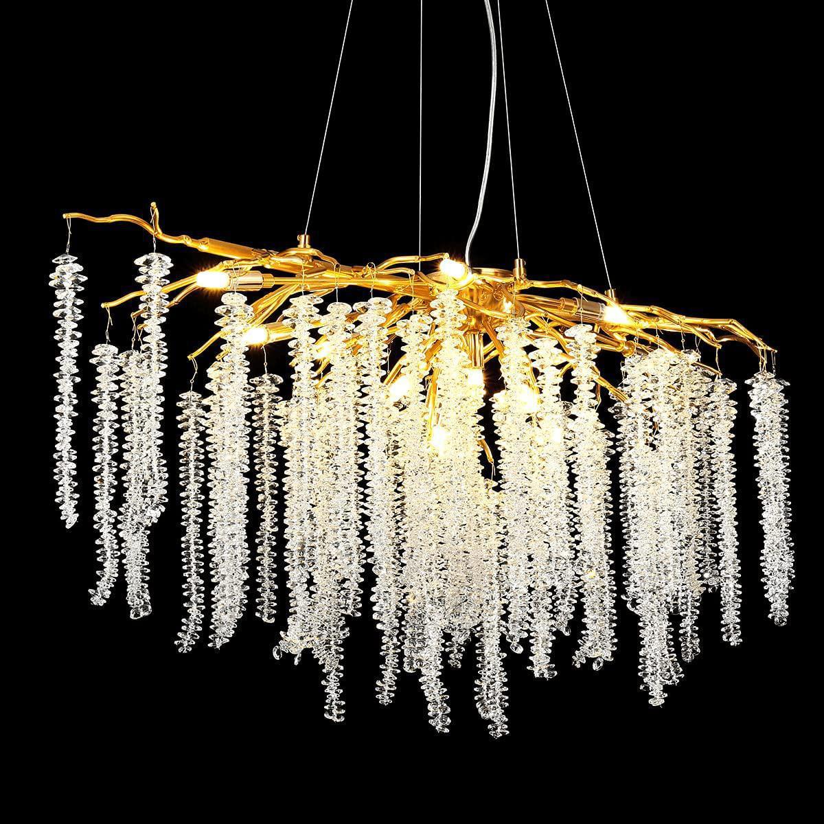 Riviko Verdant Opulence Rectangle Branch Chandelier Gold - Background Shot