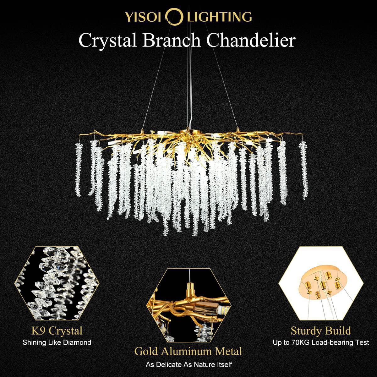 Riviko Verdant Opulence Rectangle Branch Chandelier Gold - Background Shot