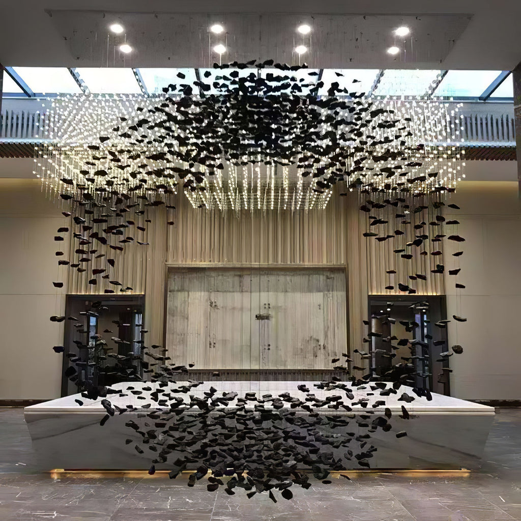 The Charcoal Halo LED Stone Crystal Chandelier