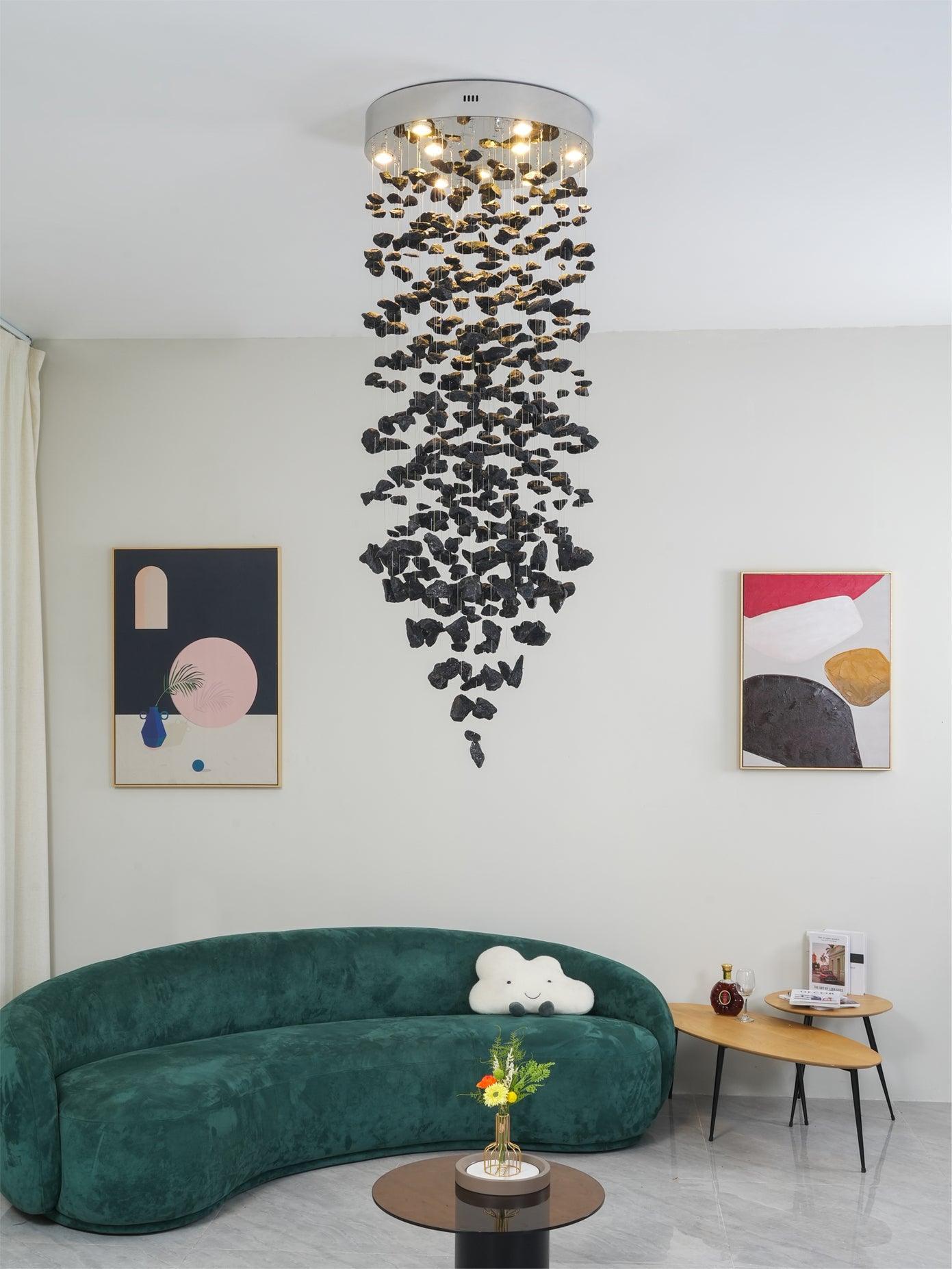 Charcoal Stone Crystal Chandeliers M to R