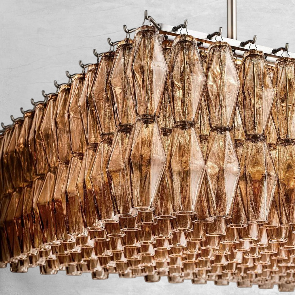 Cyra Glass Rectangular Chandelier 74"