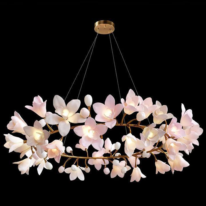 Riviko Verdant Bloom Ceramic Chandelier - Background Shot