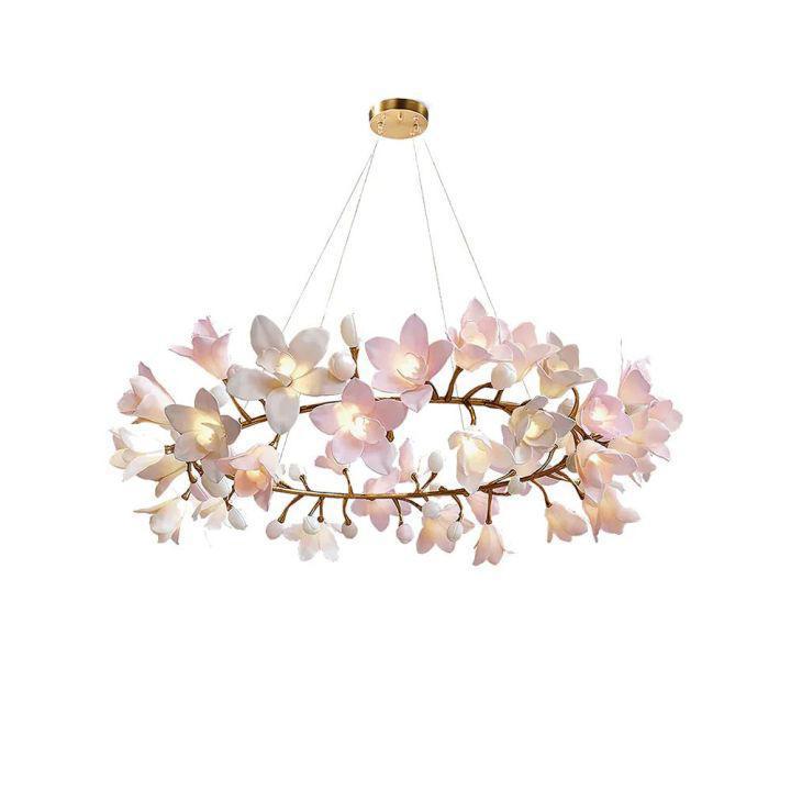 Riviko Verdant Bloom Ceramic Chandelier - Background Shot