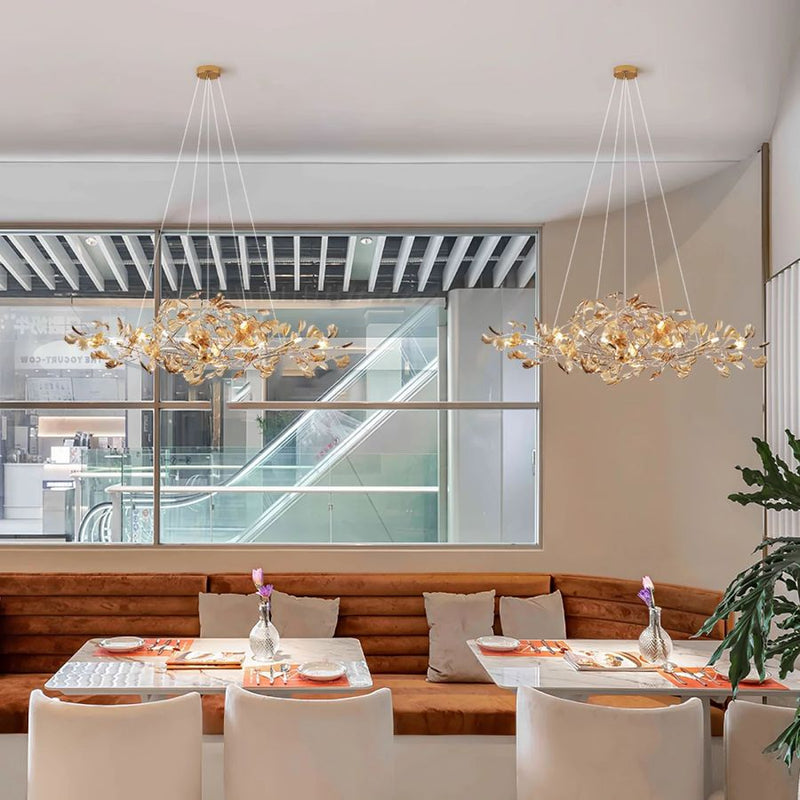 Colorful Glass Ginkgo Leaf Chandelier