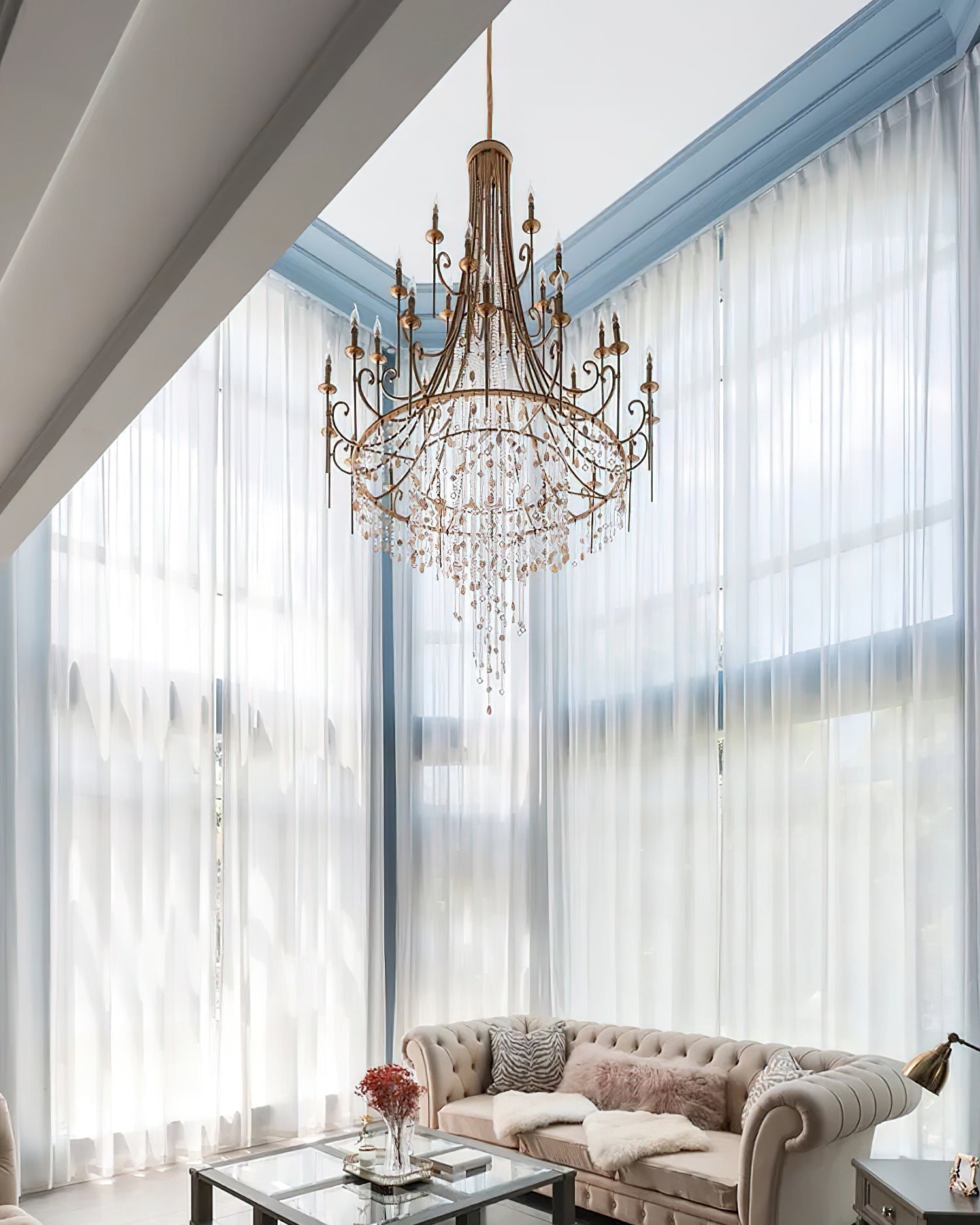 Tatum Lux Shell Crystal Chandelier - Riviko