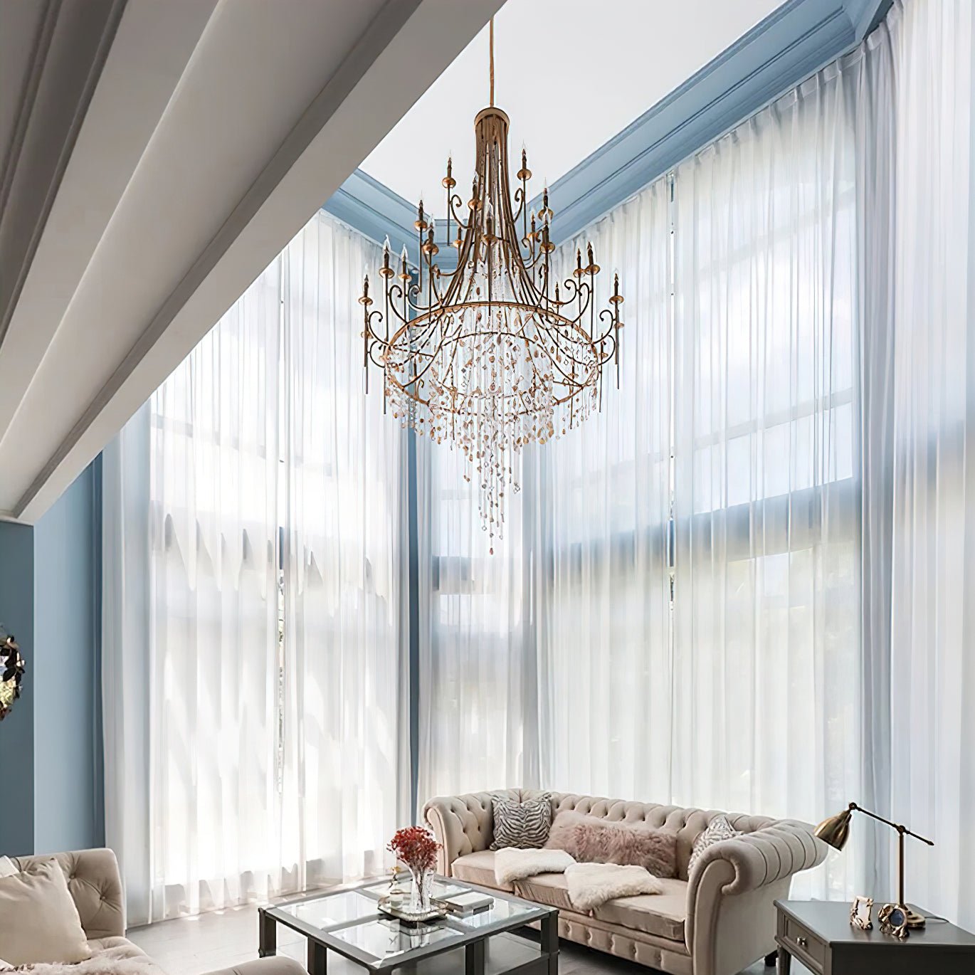 Tatum Lux Shell Crystal Chandelier - Riviko