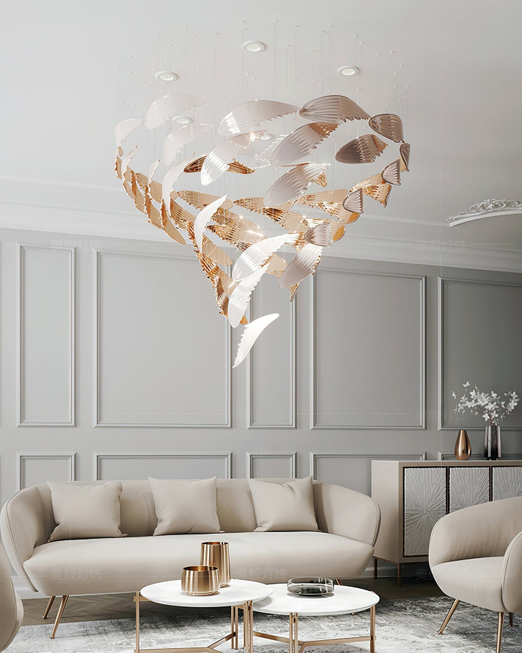 Bennett Meteor Shower Crystal Spiral Chandelier