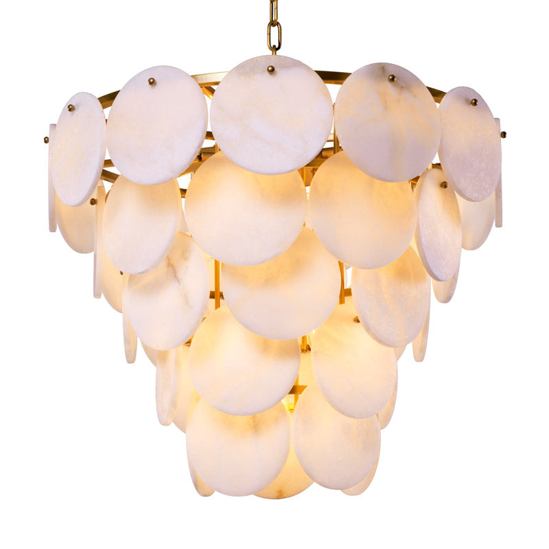 Riviko Alabaster Bloom 9-Light Tiered Chandelier - grand American foyer with soaring ceiling