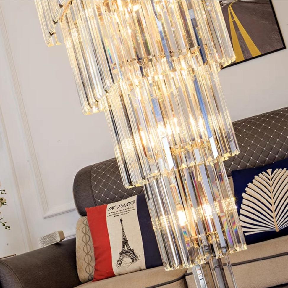 Riviko Grand Lumina Vertical Crystal Foyer Chandelier - Background Shot