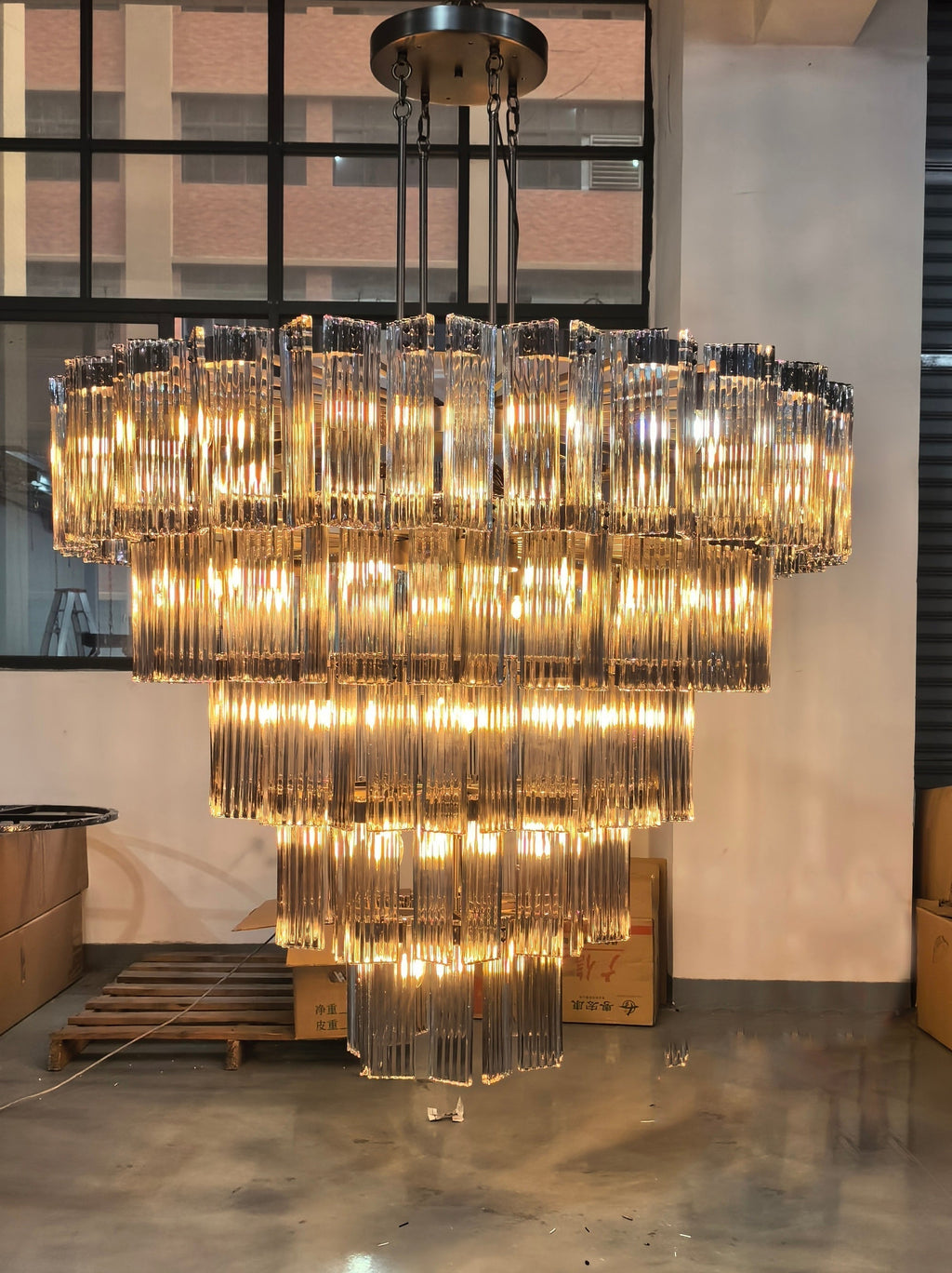Delsie Round Art Glass Chandelier 38" 48" 60"D